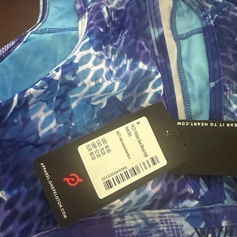 New Peloton Blue Moves High Neck Bra WITH Sports Bra Size Small Medium - Picture 6 of 6